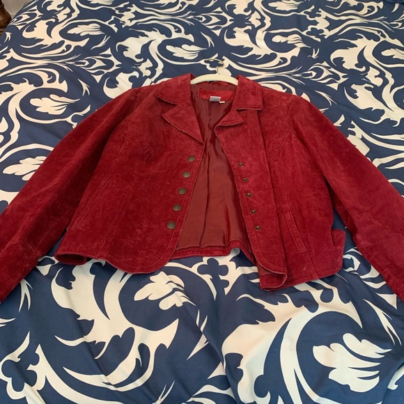 LAL (Live a Little) Burgundy LEATHER Dress Jacket - Picture 1 of 6